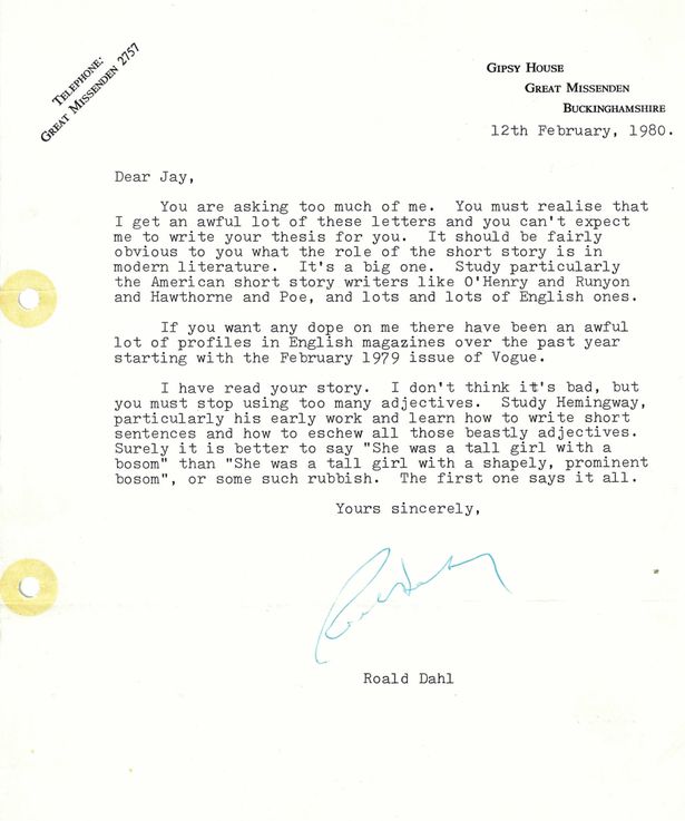 Letter from Roald Dahl