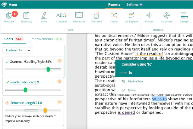 readability enhancement for an essay