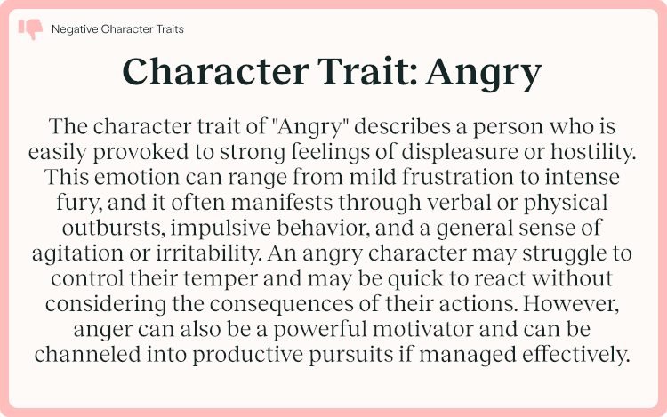 Character Trait Angry