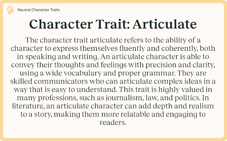 Character Trait Articulate