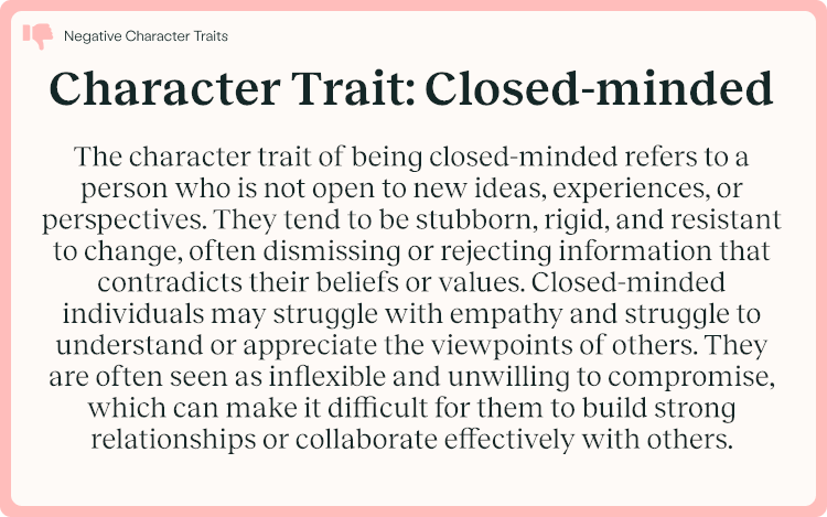 Character Trait Closed-minded