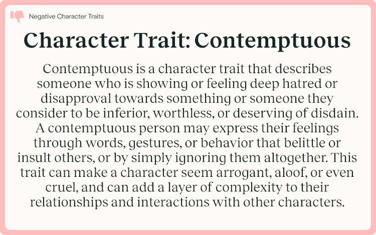 Character Trait Contemptuous