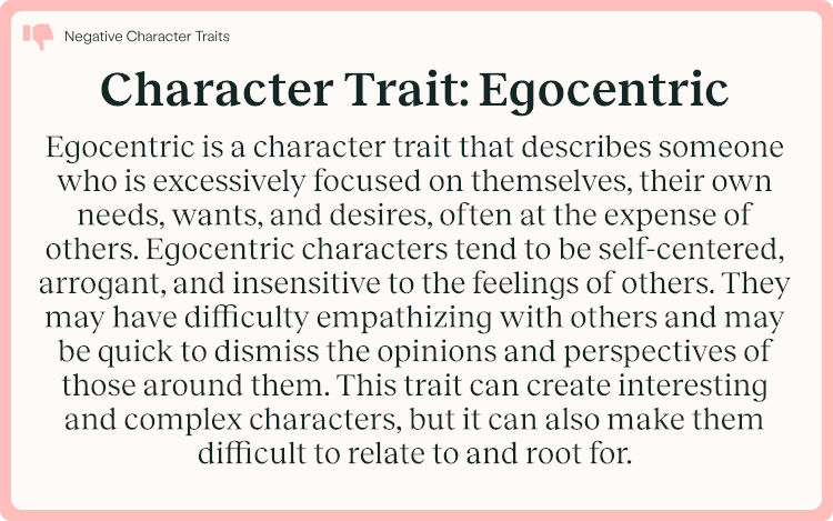 Character Trait Egocentric