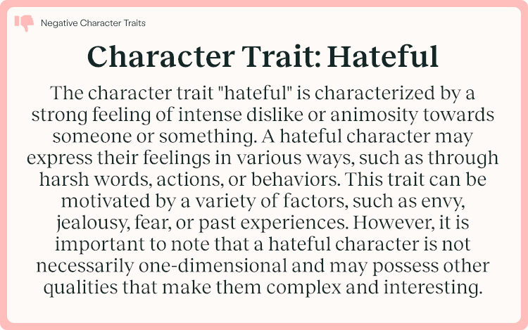 Character Trait Hateful