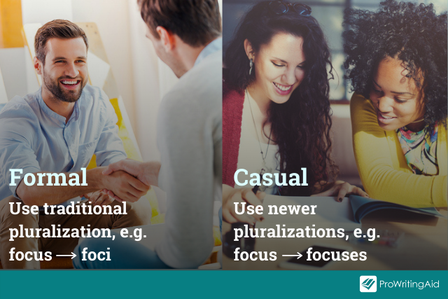 formal vs. casual pluralizations