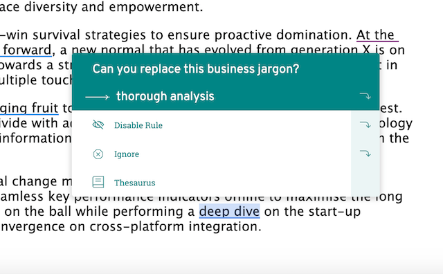 jargon suggestion in prowritingaid