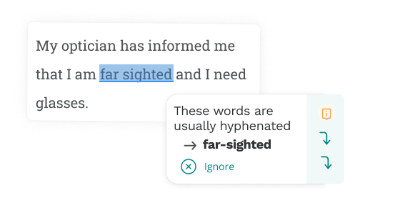 ProWritingAid correcting a hyphenated word