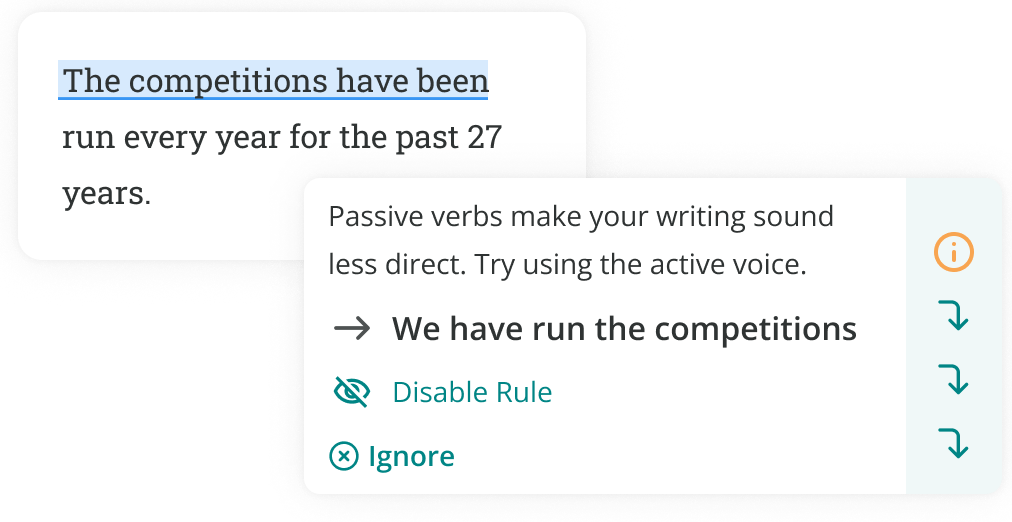 ProWritingAid detecting the passive voice