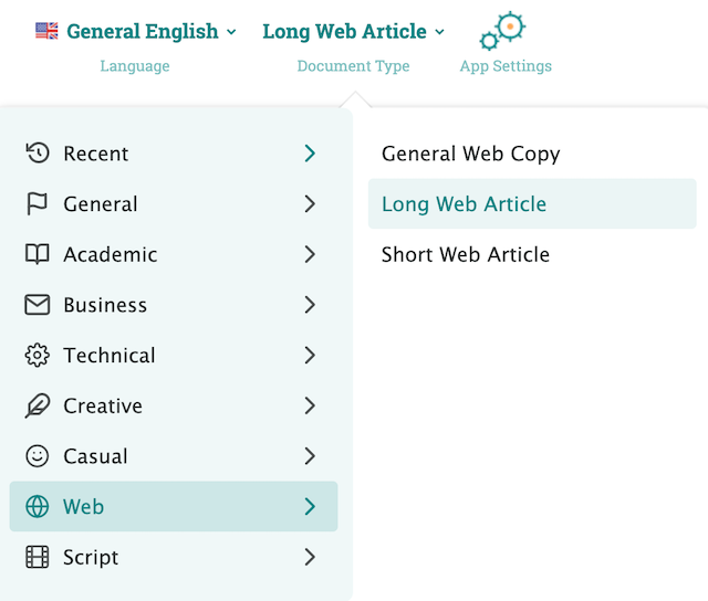 ProWritingAid's Article document type