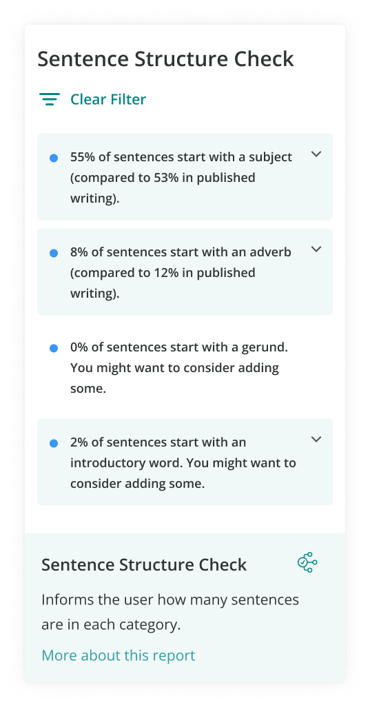 ProWritingAid's sentence structure check