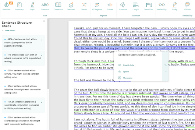 Screenshot demonstrating Structure Report